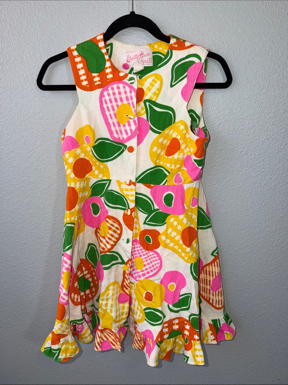 Liberty House by Nalii Tropical Cotton Sundress — Pink, Green & Yellow